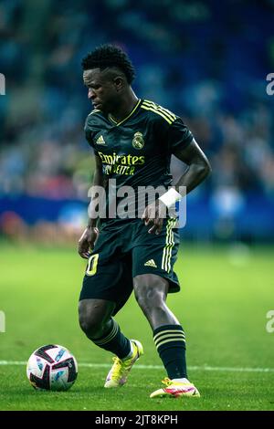 Barcelone, Espagne, 28, août 2022. Espagne -football - Espagnol la Liga match entre le RCD Espanyol et le Real Madrid. Vinicius Jr (20) crédit : JG/Alay Live News Banque D'Images