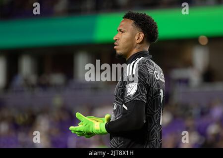 Orlando, États-Unis. 28th août 2022. Pedro Gallese (1 Orlando City) pendant le match de football de la ligue majeure entre Orlando City et le New York City FC au stade Exploria d'Orlando, en Floride. (Foto: Andrea Vilchez/Sports Press photo/C - DÉLAI D'UNE HEURE - ACTIVER FTP UNIQUEMENT SI LES IMAGES DE MOINS D'UNE HEURE - Alay) crédit: SPP Sport Press photo. /Alamy Live News Banque D'Images