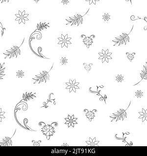 semblent moins de motif floral contour sans apparence motif noir blanc magnifique fleur feuille contour motif texture fond d'écran vecteur fond d'écran conception illustr Illustration de Vecteur