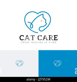 Logo vétérinaire cœur Lover Love pour animaux de compagnie Cat Care Illustration de Vecteur