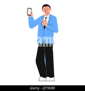 Entraîneur ou cocheur professionnel sur la présentation avec ordinateur portable. Séminaire ou professeur de formation isolé sur fond blanc. Illustration du vecteur d'art plat Illustration de Vecteur