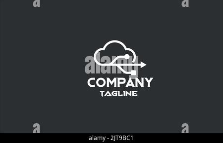 modèle minimal de logo de cloud numérique Illustration de Vecteur
