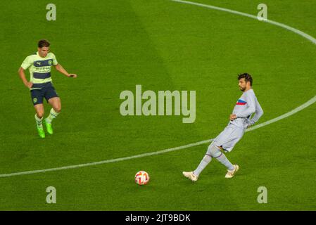 Gerard Piqué au match amical entre le FC Barcelona (Barça) de Xavi et le Manchester Citydue de Guardiola à cause de la maladie de la SLA au Spotify Camp Nou Espagne Banque D'Images