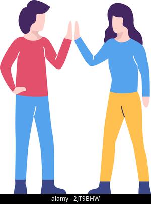 Vecteur personnes donnant haut cinq icône. L'équipe d'affaires célébrant le succès ensemble, isolée sur fond blanc. Concept de partenariat et de travail d'équipe Illustration de Vecteur