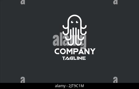 modèle minimal de logo de poulpe Illustration de Vecteur