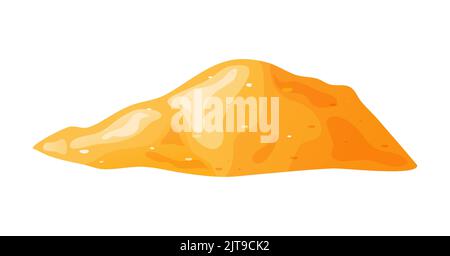 Pile de sable, tas, dune de sable isolée sur fond blanc. Élément de conception décoratif du matériau de fabrication. Illustration vectorielle de dessin animé Illustration de Vecteur