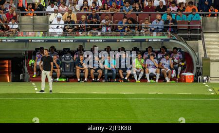 Match amical entre le FC Barcelona (Barça) de Xavi et le Manchester Citydue à la maladie de la SLA de Guardiola au Spotify Camp Nou Barcelone Catalogne Espagne Banque D'Images