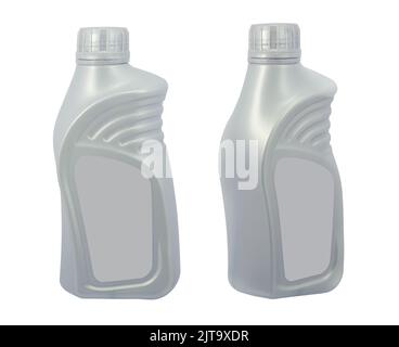 Bouteille en plastique d'huile moteur isolée sur fond blanc Banque D'Images