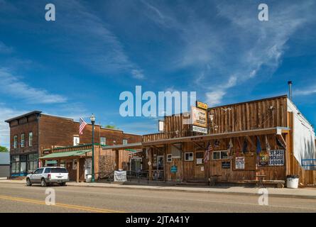 Boutiques historiques dans la ville de Ten Sleep, Wyoming, États-Unis Banque D'Images