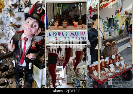 Casamicciola terme (Ischia) célèbre magasin qui vend des cornes et des talismans typiques de la tradition napolitaine Banque D'Images