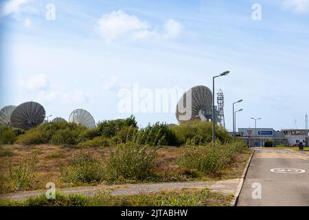 Goonhilly satellite Earth Station,Cornwall,joue un rôle dans le lancement d'Artemis 1, Goonhilly Earth Station,support de communication pour la mission Artemis 1 de la NASA,Space Cornwall Banque D'Images