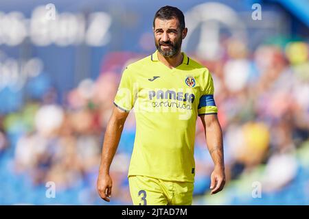 Getafe, Madrid , Espagne. 28 août 2022, Raul Albiol de Villarreal CF pendant le match de la Liga entre Getafe CF et Villarreal CF joué au Colisée Alfonso Peres Stadium sur 28 août 2022 à Getafe, Madrid, Espagne. (Photo de Ruben Albarran / PRESSIN) Banque D'Images