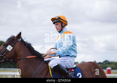 Jockey Ray Dawson sur Clarendon House aux courses de York. Banque D'Images