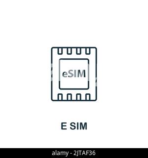 E icône SIM. Icône Line simple pour les modèles, la conception Web et les infographies Illustration de Vecteur