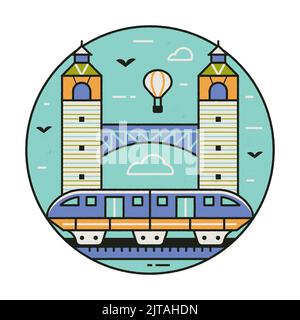 Icône du cercle de monorail de l'île Sentosa de Singapour Illustration de Vecteur