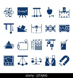Icône de la science physique en style glyphe. Lois et symboles physiques. Illustration vectorielle Illustration de Vecteur