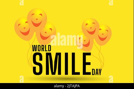 illustration jaune du sourire de ballon, bonne pour célébration du jour du sourire du monde, conception plate, conception de brochure, affiche, brochure, carte, illustration plate. Illustration de Vecteur