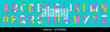 Un ensemble de jouets pop IT réalistes sous forme d'alphabet. Illustration de Vecteur