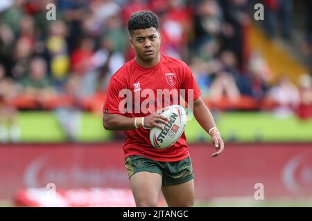 Phoenix Laulu-Togaga'e #29 de Hull KR pendant l'échauffement avant le match, le 8/29/2022. (Photo de David Greaves photos/ via/News Images/Sipa USA) Credit: SIPA USA/Alay Live News Banque D'Images