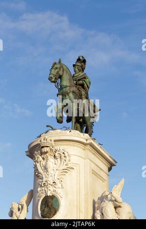 Statue du roi José I par Machado de Castro, Lisbonne, Portugal Banque D'Images