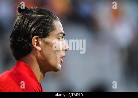 Objectif, France, France. 27th août 2022. Dogan ALEMDAR de Rennes lors du match de la Ligue 1 entre RC Lens et le Stade Rennais (Rennes) au stade Bolaert-Delelis sur 27 août 2022 à Lens, France. (Image de crédit : © Matthieu Mirville/ZUMA Press Wire) Banque D'Images