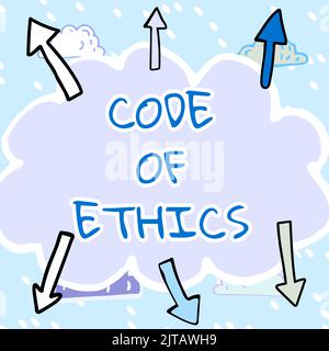 Rédaction affichant le texte Code d'éthique. Idée d'affaires règles morales intégrité éthique honnêteté bonne procédure Banque D'Images