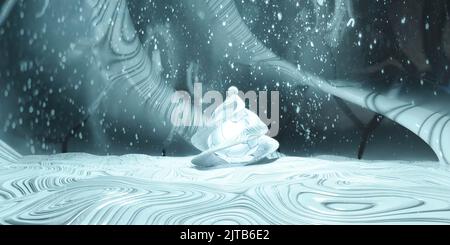 lumière abstraite de bougie dans l'environnement d'hiver froid foncé 3d rendent l'illustration Banque D'Images