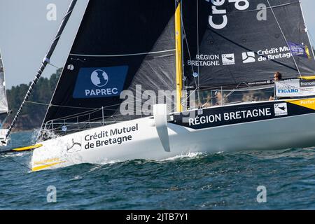 Tom Laperche, région Bretagne - CMB Performance pendant la Solitaire du Figaro 2022, phase 2, course de voile Monohull Beneteau 3, départ sur 28 août 2022, Port-la-Foret - Royan, France - photo Nicolas Pehe / DPPI Banque D'Images