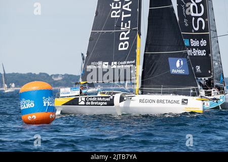 Tom Laperche, région Bretagne - CMB Performance pendant la Solitaire du Figaro 2022, phase 2, course de voile Monohull Beneteau 3, départ sur 28 août 2022, Port-la-Foret - Royan, France - photo Nicolas Pehe / DPPI Banque D'Images
