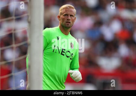 Nice, France, le 28th août 2022. Kasper Schmeichel de l'OGC Nice lors du match Uber Eats Ligue 1 au stade Allianz Riviera, à Nice. Le crédit photo devrait se lire: Jonathan Moscrop / Sportimage Banque D'Images