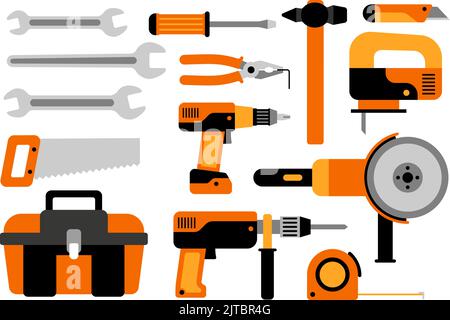 Jeu d'outils mécaniques et électriques Illustration de Vecteur