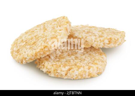biscuits de noix de coco avec graines de lin blanc et miel isolés sur fond blanc avec pleine profondeur de champ. Une alimentation saine Banque D'Images