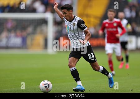 NOTTINGHAM, ROYAUME-UNI. AOÛT 29th Adam Chicksen du comté de Notts en action pendant le match de la Ligue nationale entre le comté de Notts et Solihull Maures au stade Meadow Lane, Nottingham, le lundi 29th août 2022. (Crédit : James HolyOak) Banque D'Images