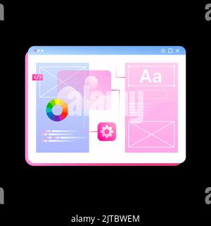 Retouche de photos sur l'ordinateur. Illustration de l'affichage à l'écran. Illustration vectorielle Illustration de Vecteur