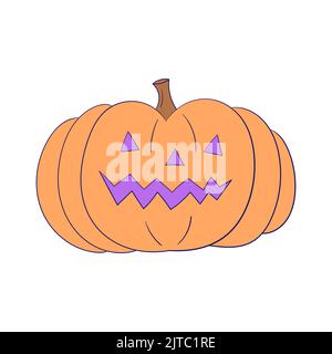 Jack O Lantern Icon Halloween citrouille. Icône d'Halloween plate colorée. Design fin. Illustration vectorielle dans des couleurs modernes Illustration de Vecteur