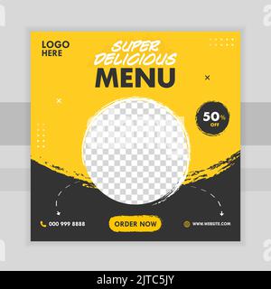 Food social Media modèle de conception modifiable Post-Editable Restaurant offre de remise circulaire poster Premium Vector Illustration de Vecteur