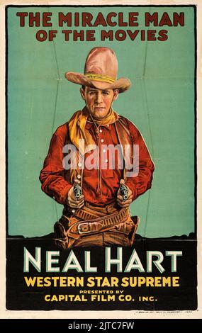 Old Western Movie - affiche de film d'époque - Neal Hart (Capital film, 1919) Western Star Supreme Banque D'Images