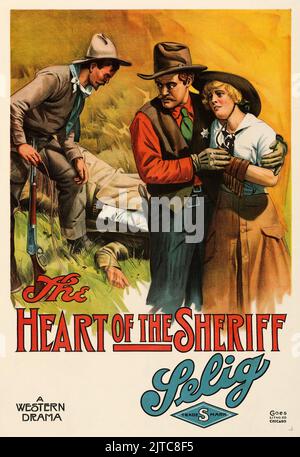 Old Western Movie - affiche de film ancien - le coeur du shérif (Selig, 1915) Banque D'Images
