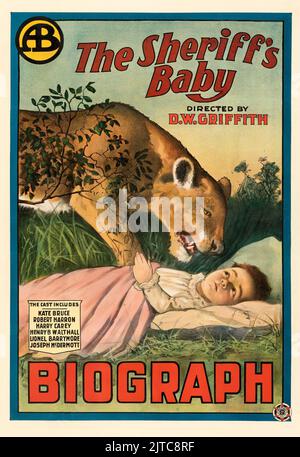 Old Western Movie - affiche de film d'époque - The Sheriff's Baby (Biograph Studios, R-1915) Banque D'Images