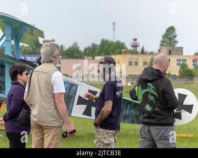 RÉGION DE MOSCOU, AÉRODROME DE CHERNOE 22 mai 2021: Avion Fokker Dr.1 Triplane Festival de l'aviation du ciel, théorie et pratique. Banque D'Images