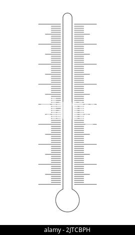 Échelle verticale de thermomètre avec silhouette de tube en verre. Modèle graphique pour outil de mesure météorologique de température. Illustration vectorielle Illustration de Vecteur