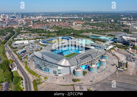 Manchester City, Etihad Stadium. Image aérienne. 12th août 2022. Banque D'Images