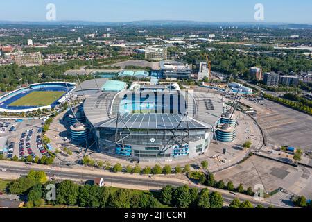 Manchester City, Etihad Stadium. Image aérienne. 12th août 2022. Banque D'Images