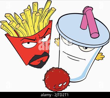 FRYLOCK,MEATWAD,SHAKE, AQUA TEEN HUNDEST FORCE DEUX POINTS FILM POUR LES SALLES, 2007 Banque D'Images