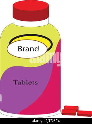 Bouteille à côté des pilules Illustration de Vecteur
