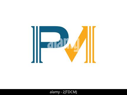 Lettre initiale du monogramme PM logo PM modèle vectoriel PM lettre logo PM Design Illustration de Vecteur