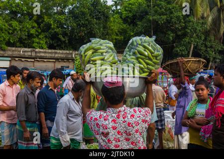 Les légumes sont l'une des principales sources de revenu pour les agriculteurs bangladais. Auparavant, il était uniquement destiné à la consommation des ménages, mais il est désormais devenu des cultures de rente. Banque D'Images