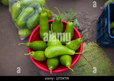 Les légumes sont l'une des principales sources de revenu pour les agriculteurs bangladais. Auparavant, il était uniquement destiné à la consommation des ménages, mais il est désormais devenu des cultures de rente. Banque D'Images