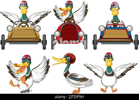 Concept de course de Derby de Soapbox avec illustration de canards Illustration de Vecteur