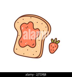 Griller avec de la confiture de fraise isolée sur fond blanc. Illustration vectorielle dessinée à la main, style doodle. Parfait pour divers motifs, cartes, décoration Illustration de Vecteur